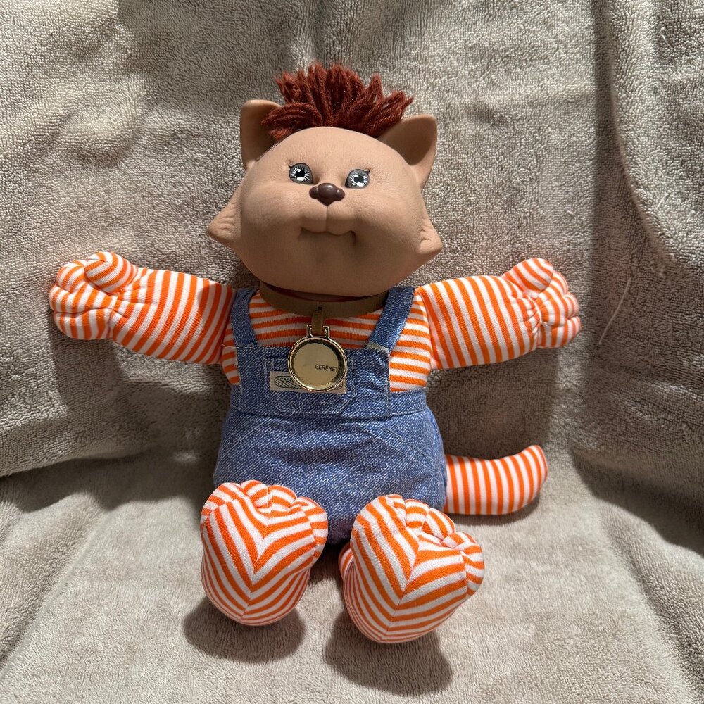 Cabbage Patch Kids Coleco 1985 Koosa Striped Cat Kitty Doll w/ Original Clothes